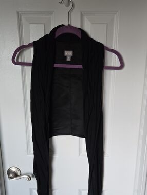 Converse Black Open-Front Long Drape Cardigan
